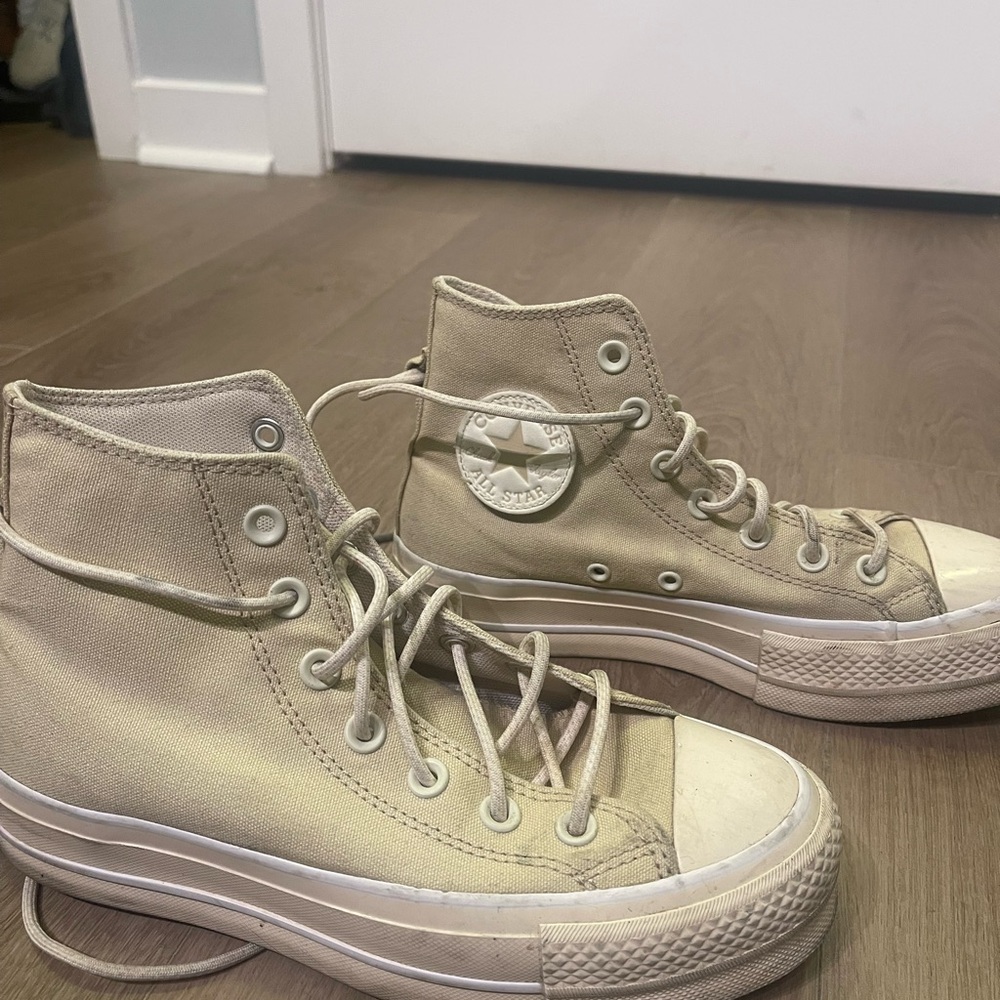 Converse High-Top Sneakers in Beige